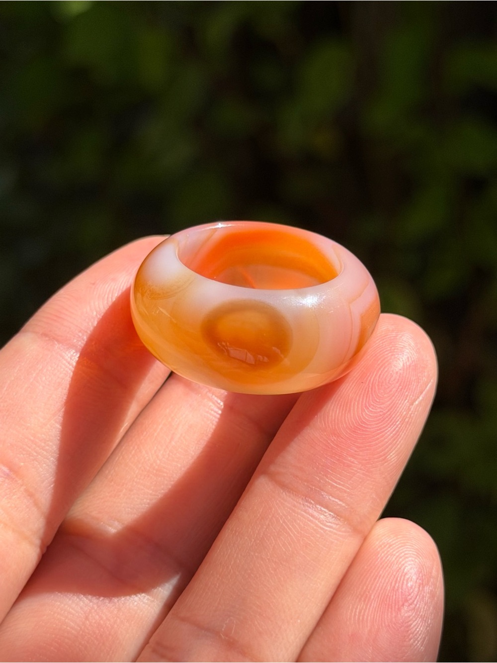 Size 7 Translucent Orange Banded Agate Statement Ring 2437